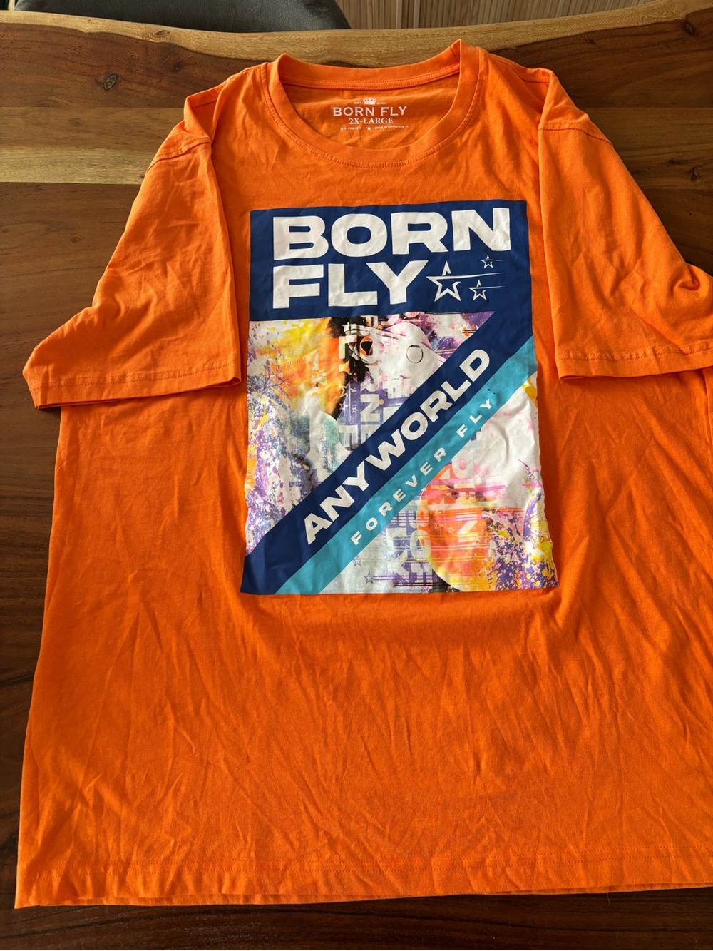 Born Fly Orange Graphic Short Sleeve Tee men’s XXL